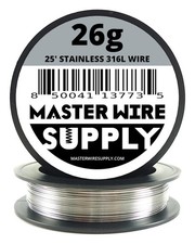 Stainless Steel 316L - 25ft - 26 Gauge Wire 26g - 0.40mm - 0.016in - Master Wire