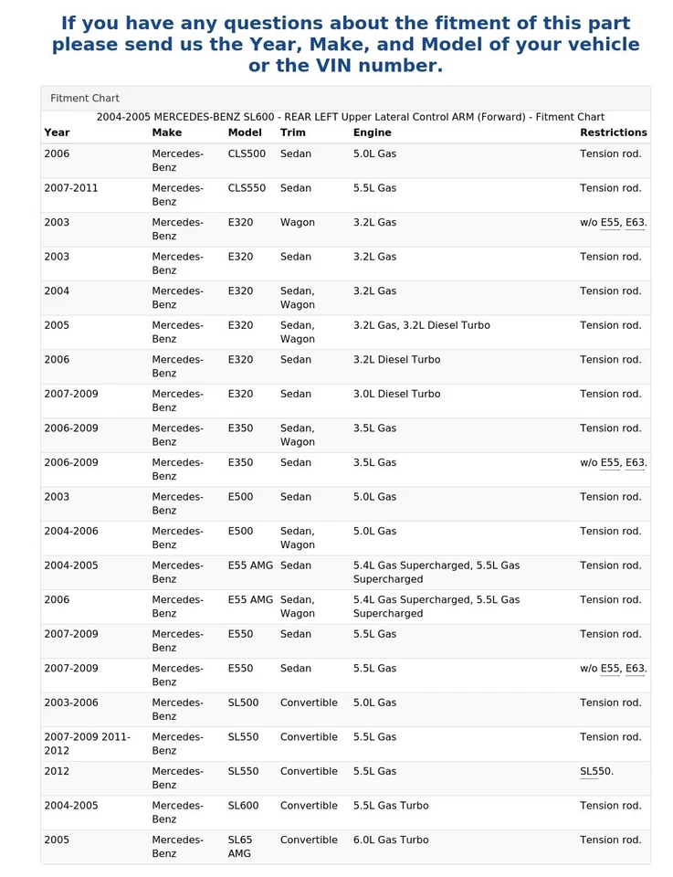 MERCEDES-BENZ SL600 2004-2005 - BRAZO DE CONTROL LATERAL SUPERIOR TRASERO IZQUIERDO (delantero) Foto 4 de 4