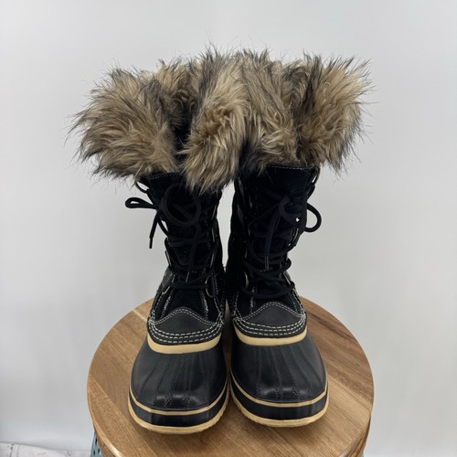Sorel Joan of Arctic schwarz Kunstfell isoliert wasserdicht Winterstiefel Größe 6,5 - Bild 3 von 13