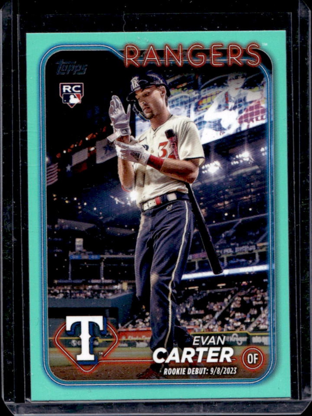 2024 Topps Update Evan Carter RC Aqua Rookie #US58 Rangers