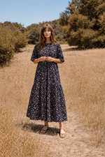 Christy Dawn Theo Dress in Amethyst Paisley Black Purple Size Medium Midi Dress