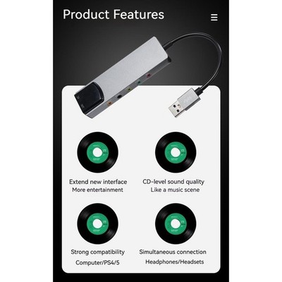 Aluminium USB externe Soundkarte für Computer mit SPDIF optisch und AC3