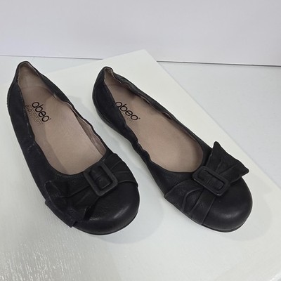 Abeo Shoes Womens Size 7.5N Black Ballet Flats Bow Buckle B.I.O.system A70255