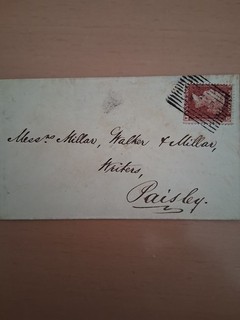 Penny Red On Envelope With 1858 Paisley And Inverapy Postmarks In VGC