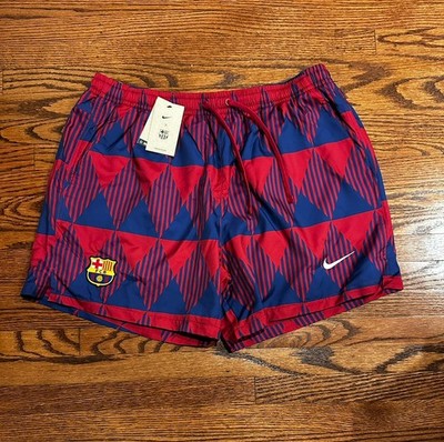 【新品未使用】Nike FC Barcelona ハーフパンツ Mサイズ Nike FC Barcelona Woven Flow Shorts Mens 2XL Blue All Over Print