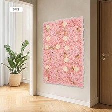 6Pcs Artificial Flower Wall Panels Roses Hydrangea Wall Wedding Decor Backdrop