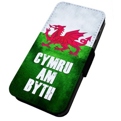 Bedruckte Flip Handyhülle iPhone, Samsung & Huawei Cymru Am Byth Welsh Dragon