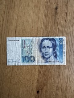 100 Deutsche Mark D Mark DM Schein Banknote Geldschein Papier Geld Deutschland