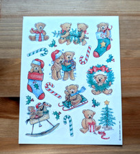 Vintage Hallmark Teddy Bear Besties Christmas Stocking Wreath Tree Sticker Sheet