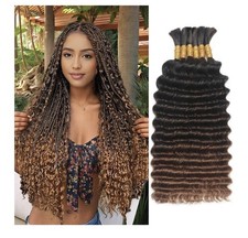 Deep Wave Ombre Human Hair Weft Extensions 20 Inch Curly for Braids Women