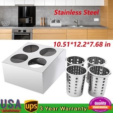 Commercial Stainless Steel Cylinder Flatware Silverware Storage Holder Boxes