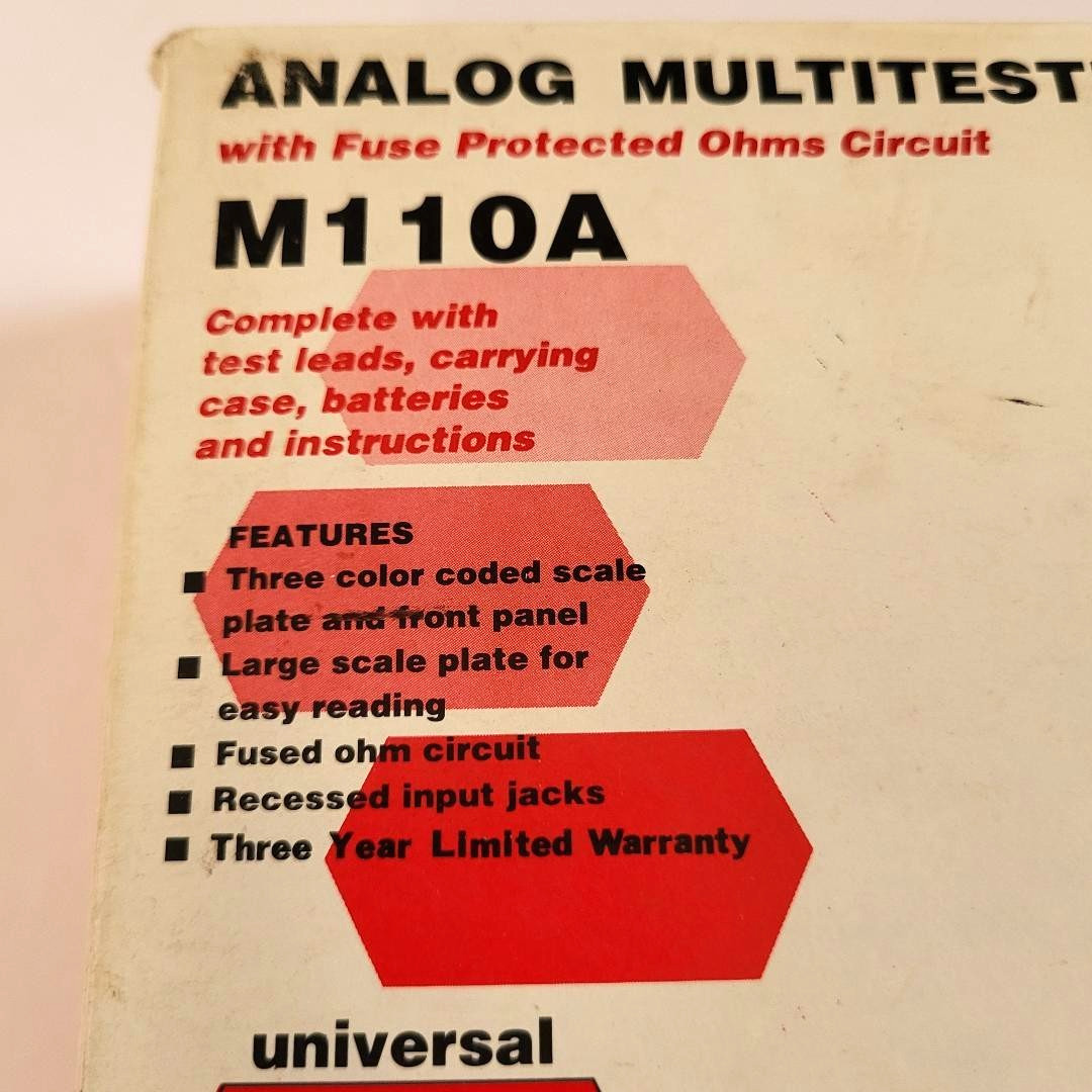 UEI M110A Analog Elect Multimeter Complete W/ Case/Box/Leads Tested &Working