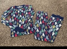 Hanna Andersson Twinkly trees Long John Pajama Set Kids Size 14/Xl