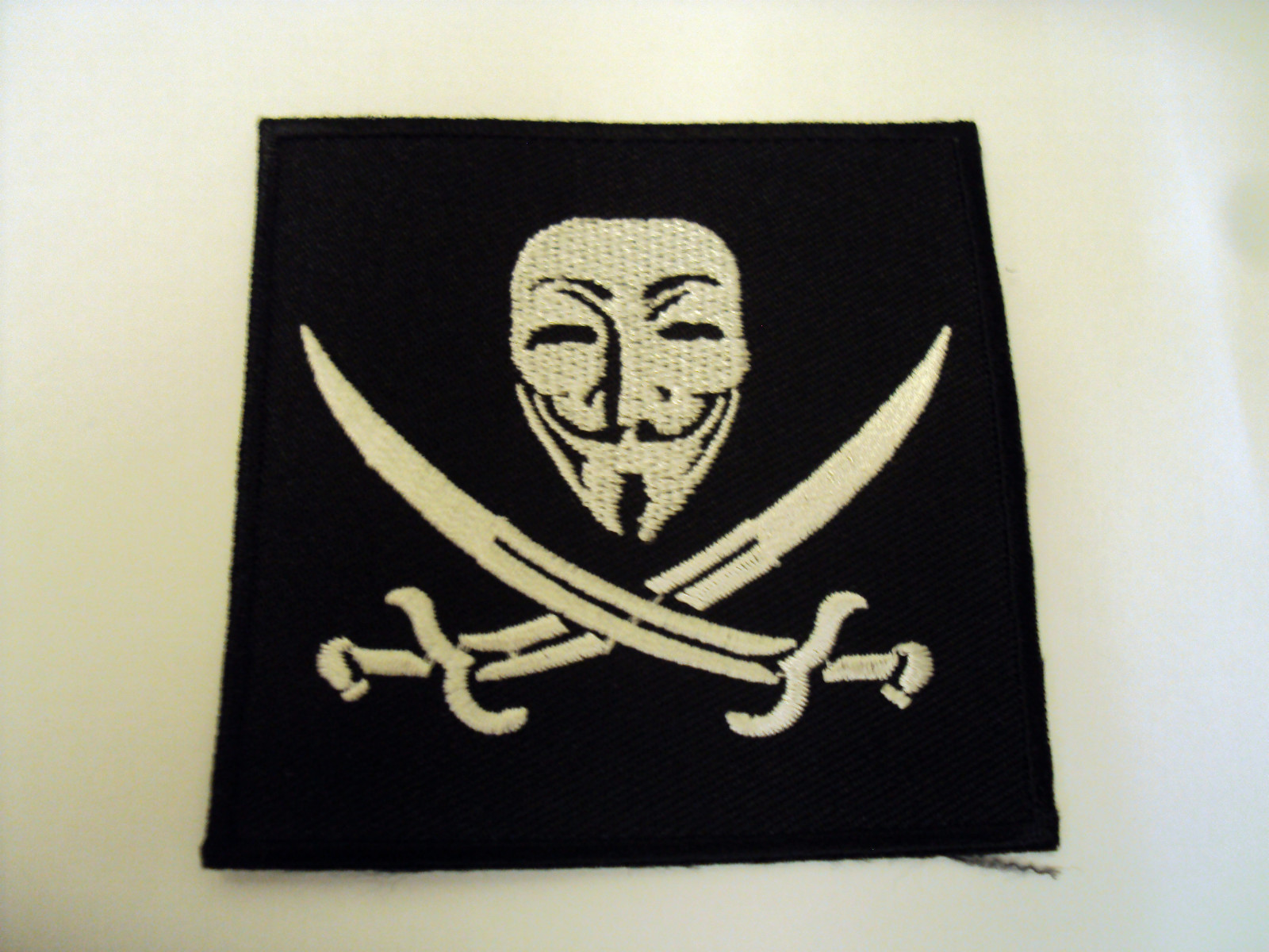 Guy Fawkes Anonymous Vendetta Mask PVC Black Patch With Hook &amp; Loop Airsoft