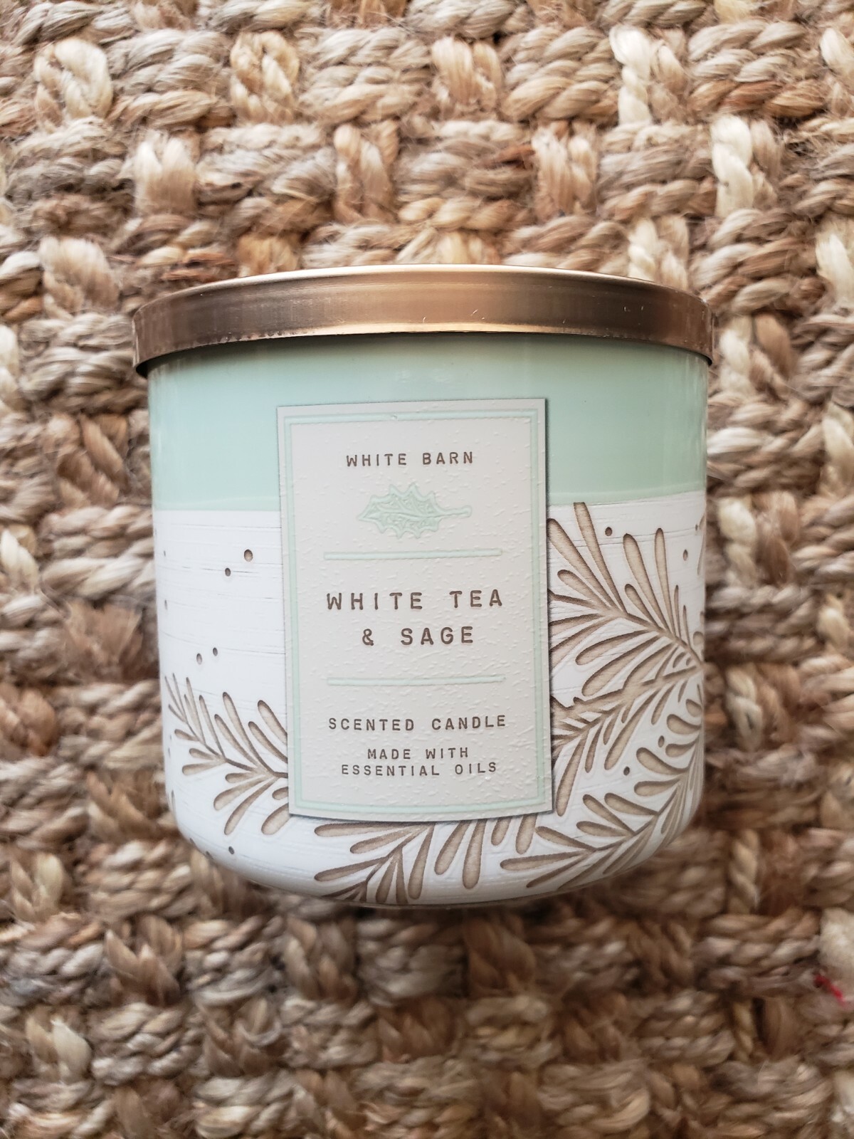 NEW B&BW White Barn "WHITE TEA & SAGE" 3Wick Scented Candle 14.5 Oz
