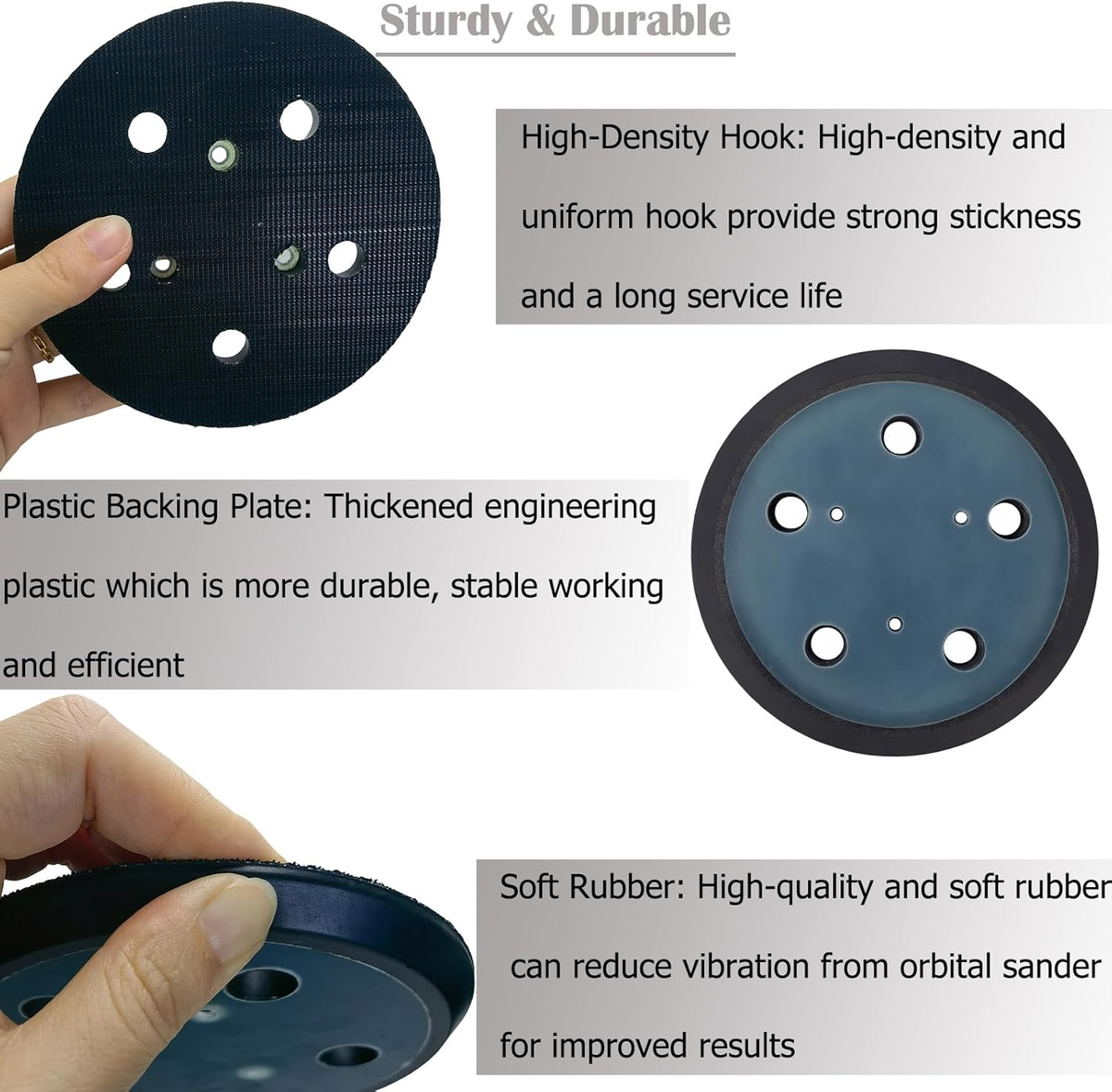 5 Inch Sander Pad For Porter-Cable 333 & 333VS – 5-Hole Blue Replacement Pad, 1 Pack