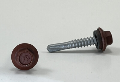 #12 14 x 1-1/4'' Diameter Hex Head Self Drilling Screws Terra Cotta Red 250 pcs