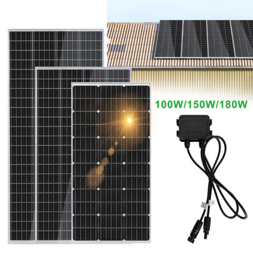 100W/150W/180W Solarmodul Solarpanel Monokristallin Solarladegerät Camping &Boot - Picture 1 of 16