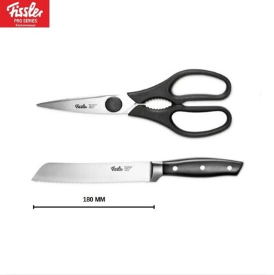 2tlg Küchenmesser-Set - Fissler Küchenschere  + Brotmesser 180mm SET 4