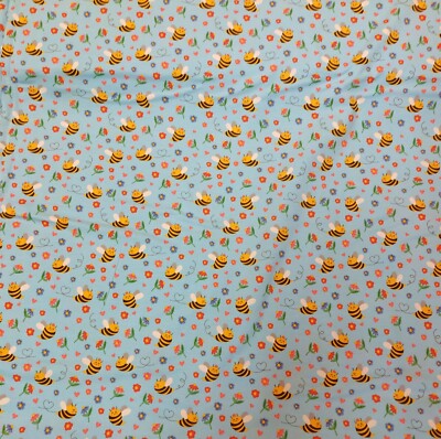  Baumwoll-jersey Bienen Stoff  Ab 50cm x150cm Kinderstoff Nähen Meterware Stoffe