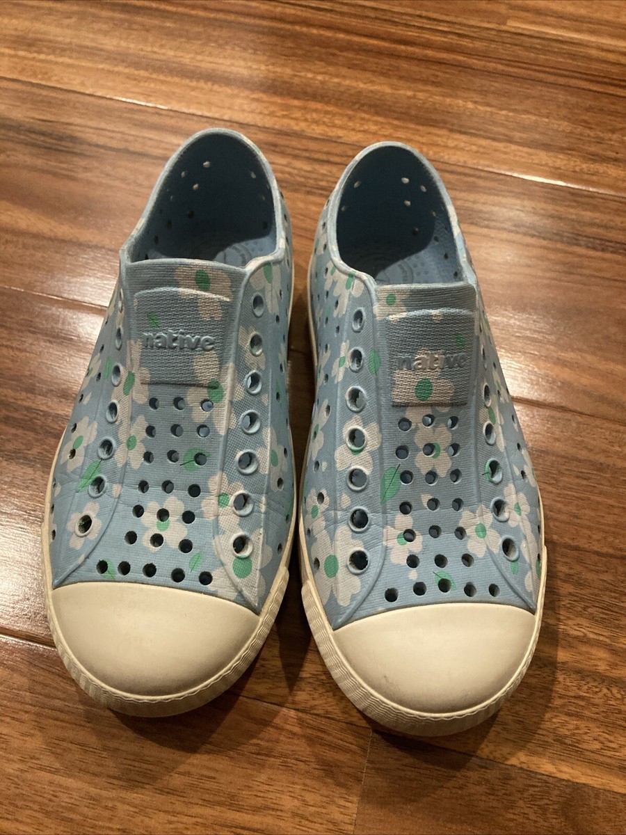 NATIVE Toddler Lights Blue Waterprooof Shoes SZ C12 Slip Ons Print
