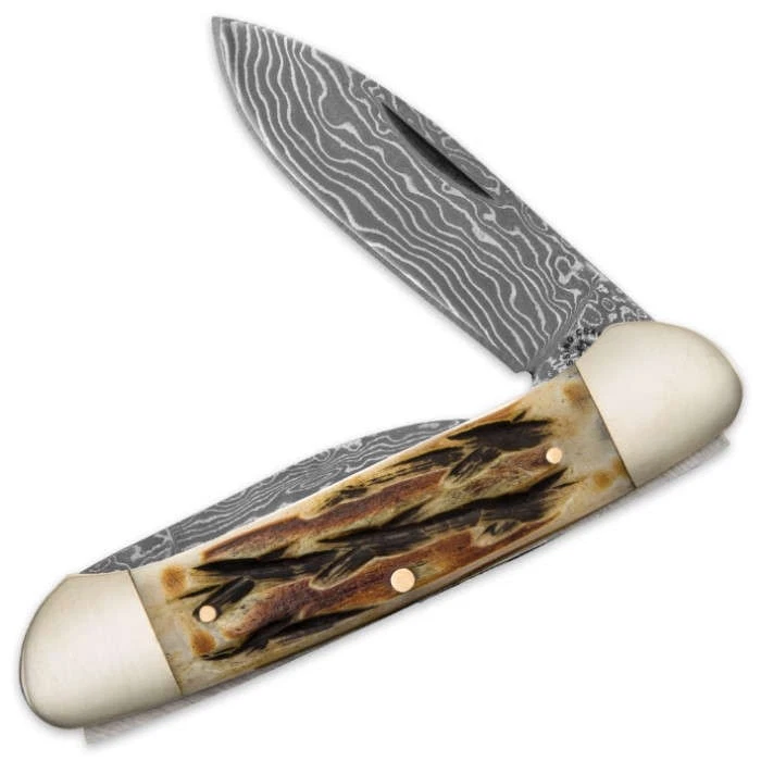 接吻起重机燃烧骨独木舟大马士革口袋刀 KC5476 — 第 2/2 张图片