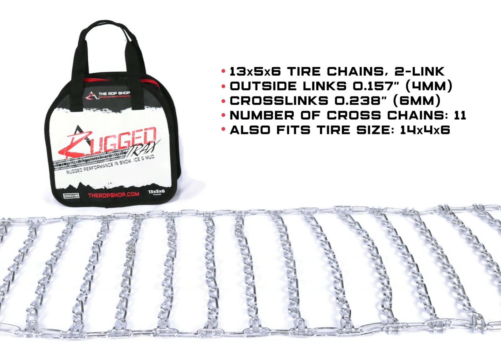 Pair of 2 Link Tire Chains 13x5x6 for Craftsman Snowblower, Thrower
