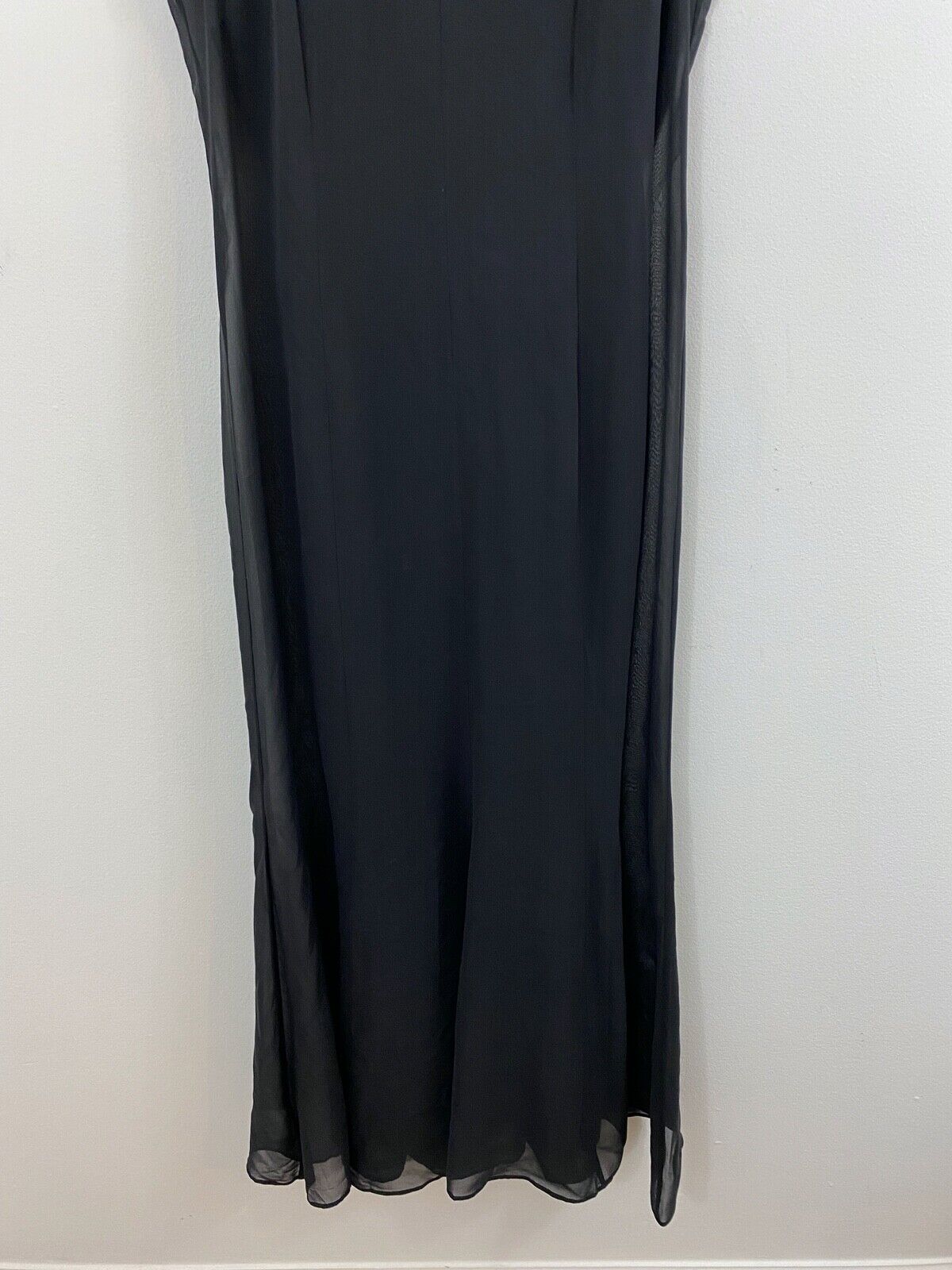 Laura Ashley Black Sheer Silk Ruffle Dress Size U… - image 3