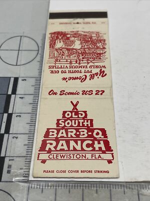 Front Strike Matchbook Cover  Old South Bar-B-Q Ranch Clewiston, FL gmg Unstruck