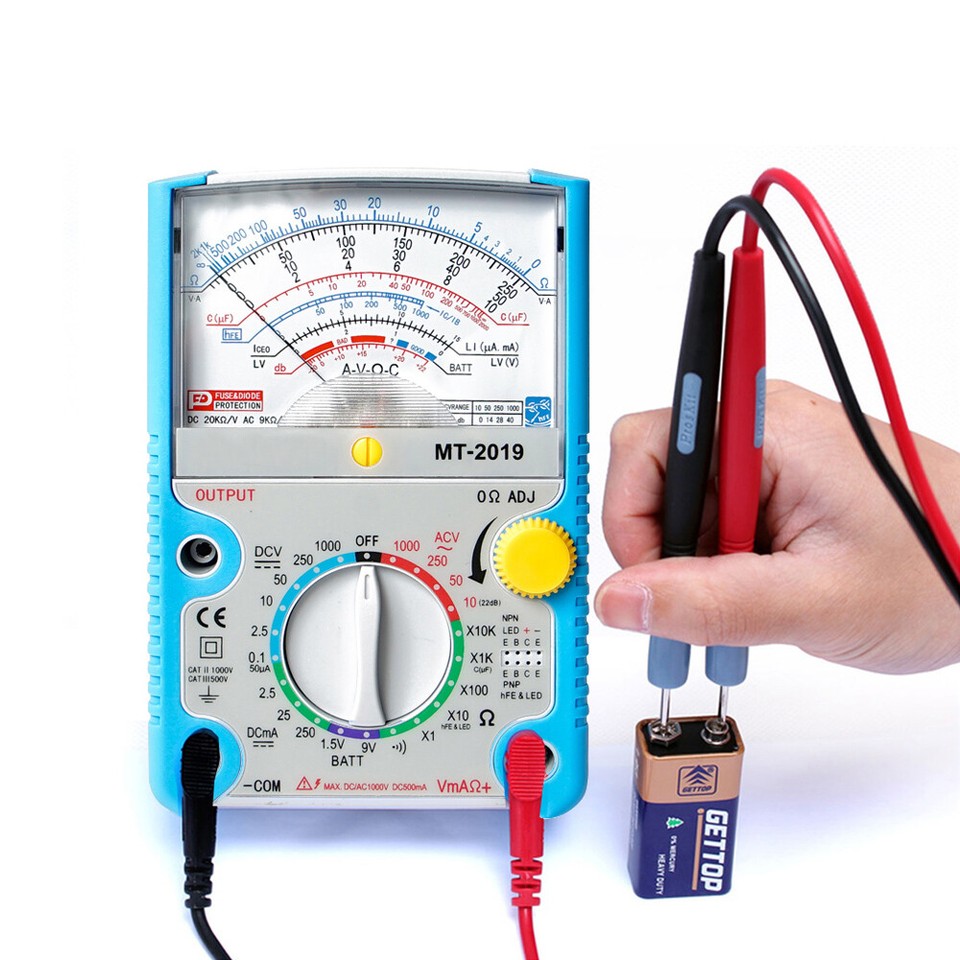 MT2019 Analog Multimeter Ohm Test Meter Voltage Current Capacitance