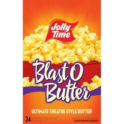 JOLLY TIME Blast O Butter Microwave Popcorn, 24 Ct (3.2 oz. Bags) Gluten-Free