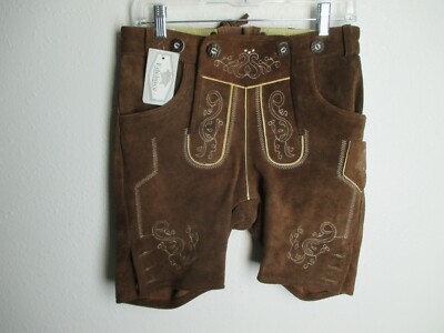 Edelnice Trachtenmode Real Leather Brown Lederhosen Shorts size 34