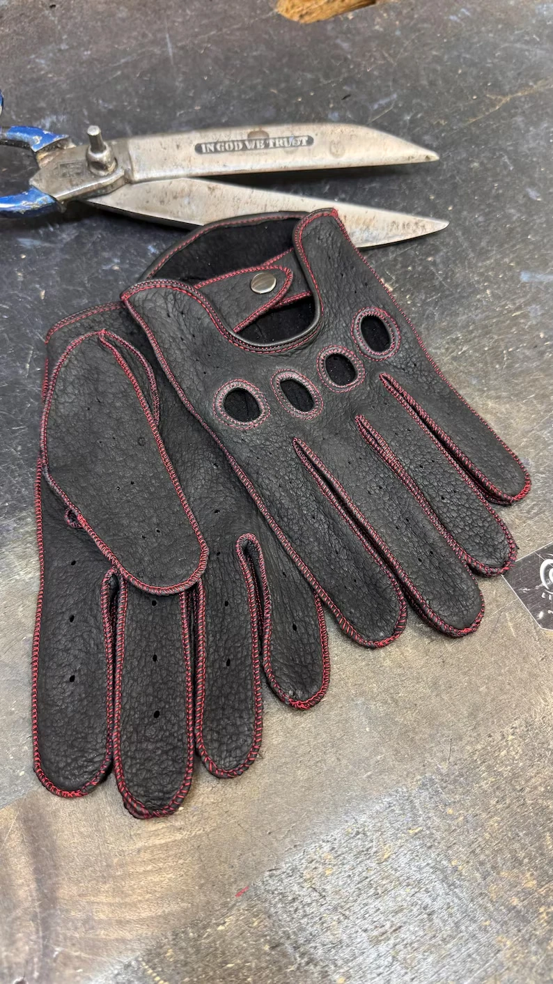 Black Peccary Driving Gloves for Men