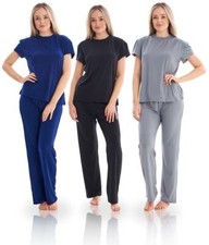Ladies Plain Stylish Soft Stretch Lounge Wear Pyjamas PJ'S