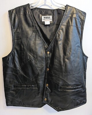 DUKE HABAND GENUINE LEATHER VEST BLACK Mens Size