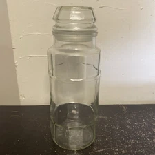 Vtg Anchor Hocking Planters Mr. Peanut Clear Glass Apothecary Jar With Lid