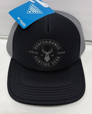 NWT-Columbia PHG Sawback Foam Trucker Hat Black Grey Snapback Unisex One Size