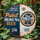 Vintage 8x8 Tin Sign Pabst Blue Ribbon Beer Rustic Retro Wall Art for Bar Man