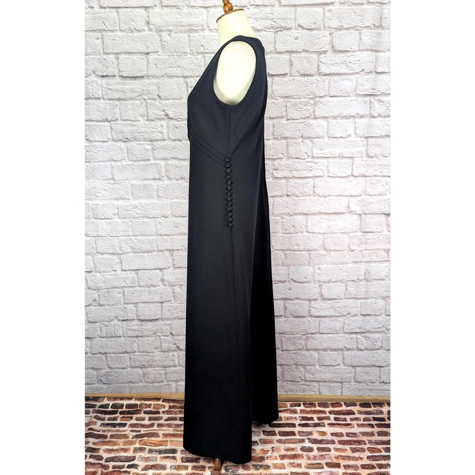 Vintage 70s Black Maxi Dress Size Large Sleeveless Formal Party Dress Leslie Fay - Image 3 of 4