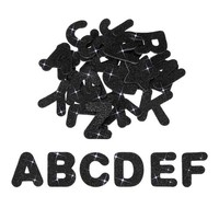 FüR Alphabet EVA Schaumstoff-Sticker, 52 Teile A-Z Selbstklebend Glitzer Schwarz