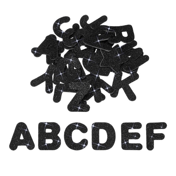 FüR Alphabet EVA Schaumstoff-Sticker, 52 Teile A-Z Selbstklebend Glitzer Schwarz-image