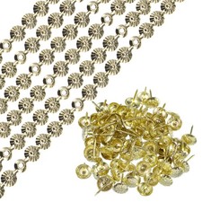 6Pcs 1Meter Flower Upholstery Tacks Strips Trim Sofa Decorative Nails, Gold