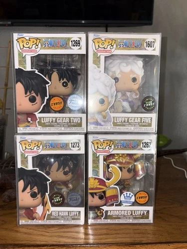 Funko Pop! Vinyl One Piece Luffy Gear Two, Gear Five, Red Hawk, Chase Set