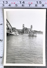 WW2 Era Military BW Photo Snapshot Helenzalleren Bridge Destoyed Bombed