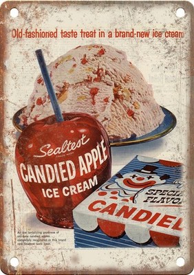 Candy Apple Ice Cream Sign Vintage Style Metal Reproduction Plaque