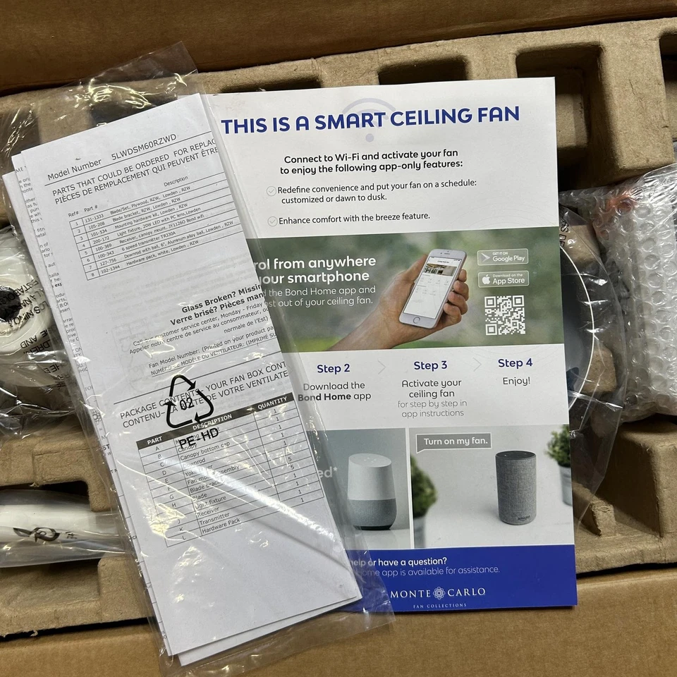 Monte Carlo 5LWDSM60RZWD Lowden Smart 60" Ceiling Fan, Matte White - Image 3 of 4