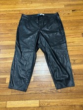 Old Navy OG Straight Faux Leather High Rise Pants Black Women's Size 20 40x27