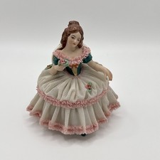 Wessel Tänzerin Frau Rokoko Kleid Porzellanfigur Figur Spitzen Porzellan Tüll