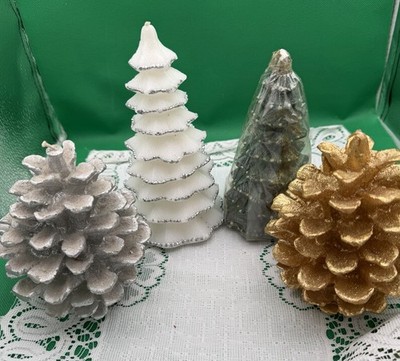 4 Candles That Don't Look Like Candles Wax Molds Christmas Trees Pinecones