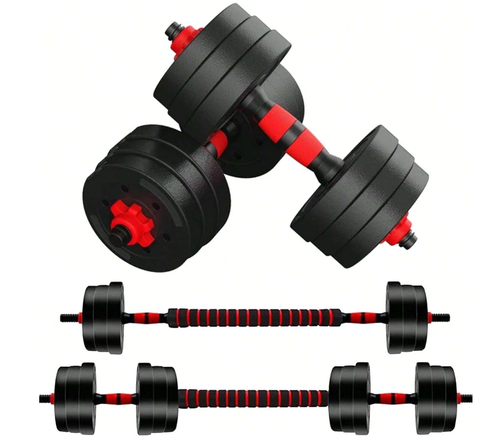 3-in-1 Adjustable Dumbbell & Barbell Set 44lbs Home Gym Fitness Weights